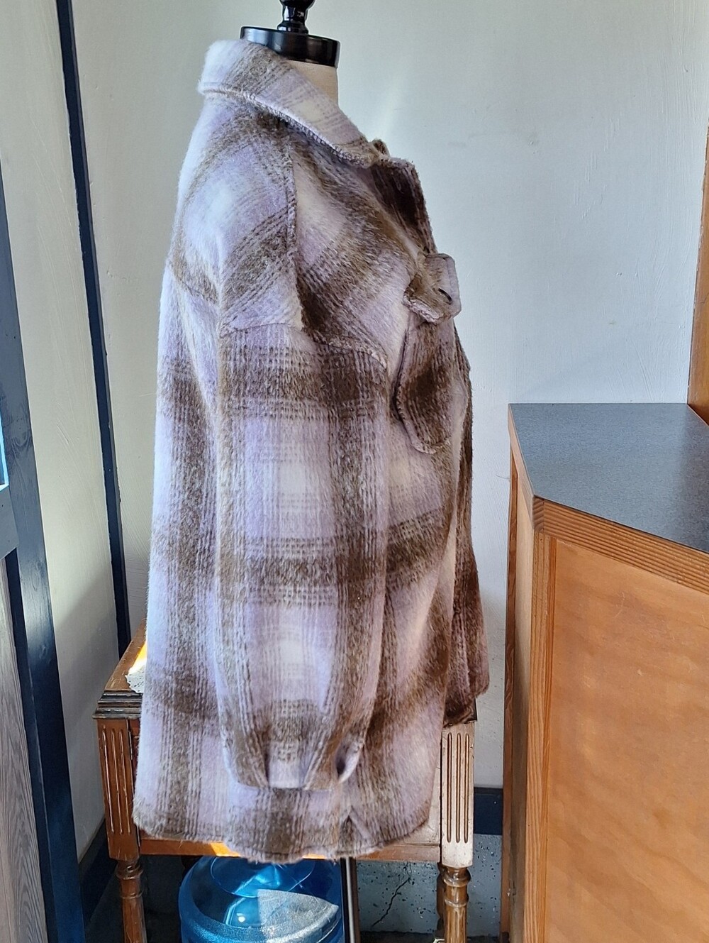 Bagatelle "Avebury Les Filles" Plaid Fleece Shacket Jacket, Small, Style#69662 - Picture 8 of 16